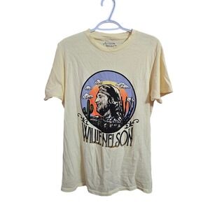 American Needle Willie Nelson Graphic T-Shirt Cream Yellow Small